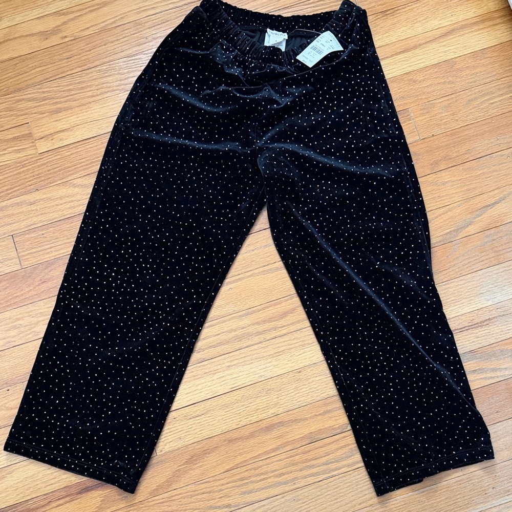 Crewcuts Black Velvet Pants with silver Dots size 8